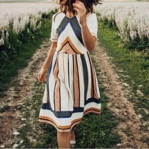 Piper & Scoot Eleanor Striped Midi Dress XS